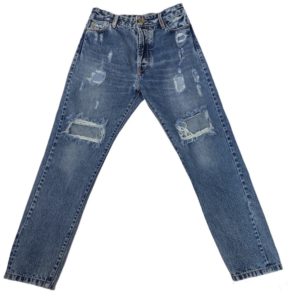 rosa cha Selvedge Jeans Womens Candiani Denim Italy Button Fly Distressed - Picture 2 of 15
